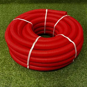 Труба гофрированная ПНД для металлопластиковых труб d50 красная (30 м) 1