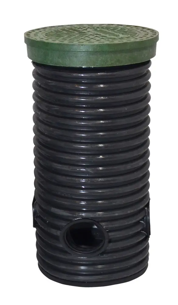 Дренажный колодец d368 h1500 с зеленой крышкой (отводы 200 мм)