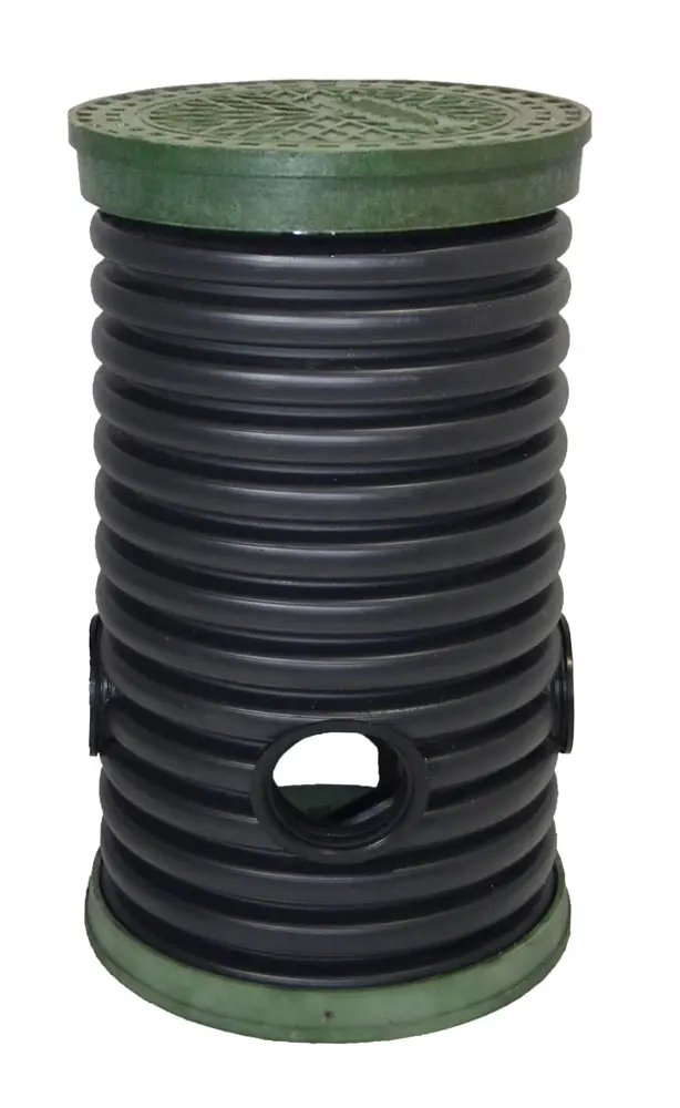 Дренажный колодец d460 h1500 с зеленой крышкой (отводы 200 мм)