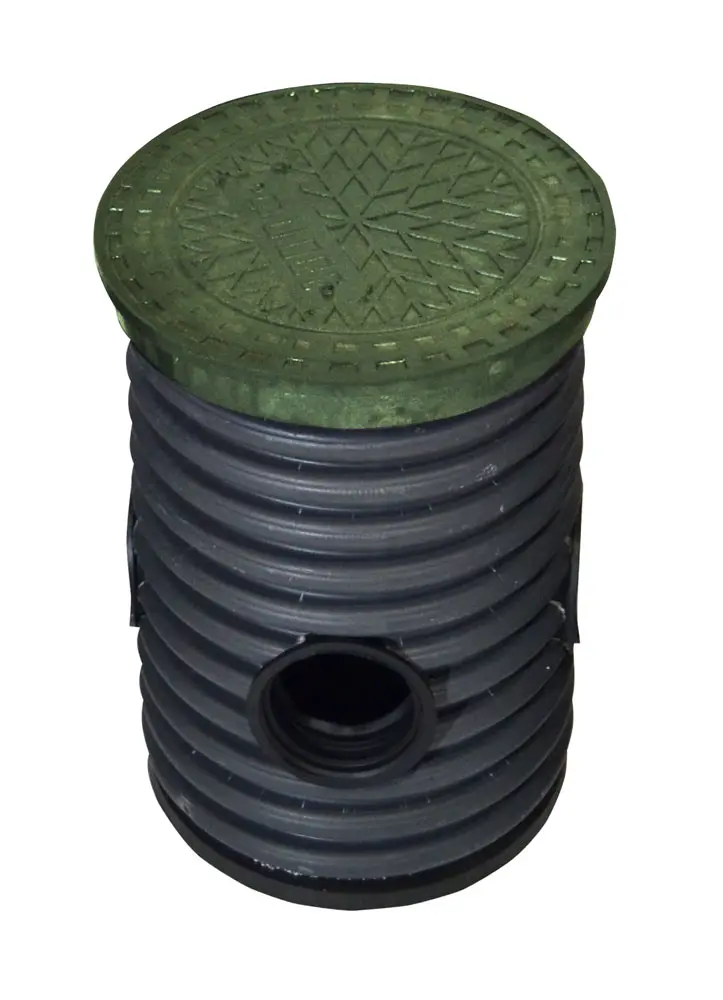Дренажный колодец d460 h 500 с зеленой крышкой (отводы 200 мм)