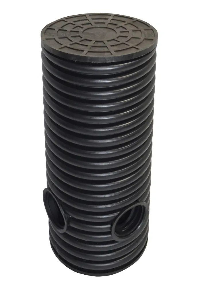 Дренажный колодец d695 h3500 с черной ПДТ крышкой (отводы 160 мм)