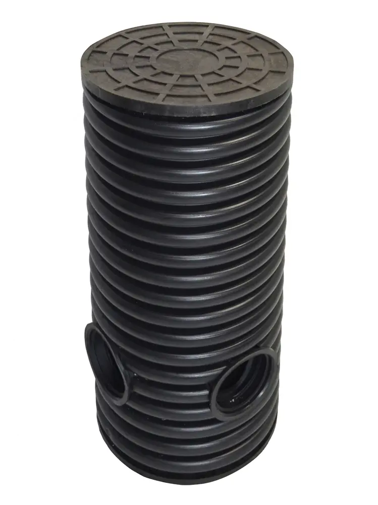 Дренажный колодец d695 h3000 с черной ПДТ крышкой (отводы 110 мм)