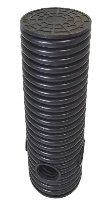 Дренажный колодец d315 h5500 с черной крышкой (отводы 110 мм)