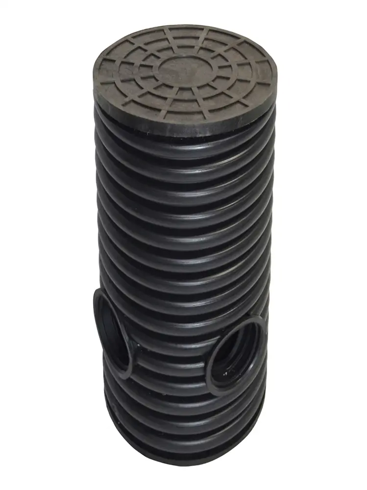 Дренажный колодец d500 h6000 с черной крышкой (отводы 110 мм)
