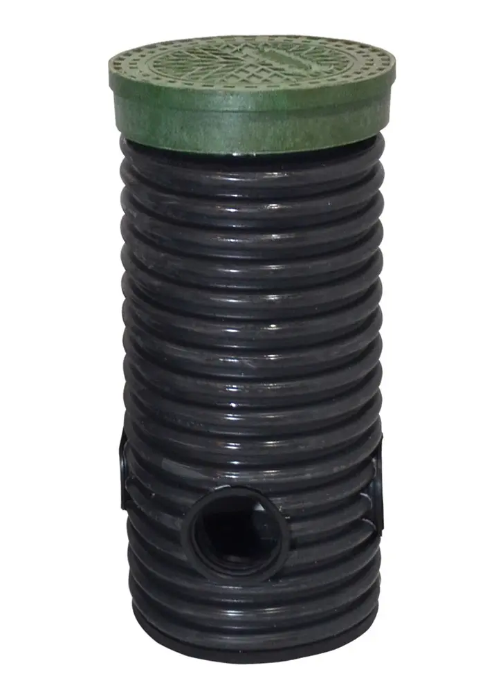 Дренажный колодец d340 h1000 с зеленой крышкой (отводы 200 мм)