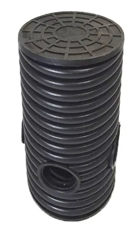 Дренажный колодец d315 h1500 с черной крышкой (отводы 200 мм)