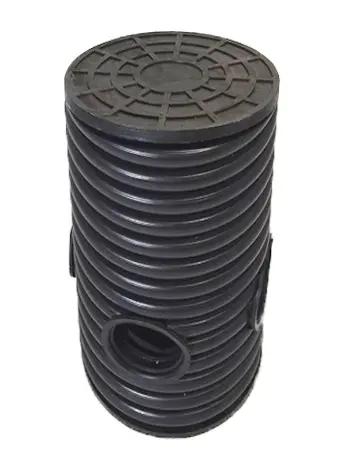 Дренажный колодец d315 h1000 с черной крышкой (отводы 200 мм)