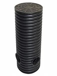 Дренажный колодец d695 h5000 с черной ПДТ крышкой (отводы 110 мм) 0