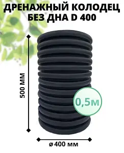 К-т для дрен.колодца: труба 400 h=500мм/крышка черн.-1шт/адаптер d110=2шт 1