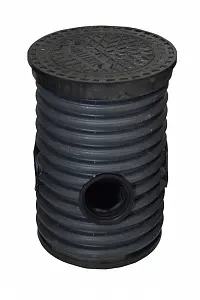 Дренажный колодец d400 h 500 с черной крышкой (отводы 110 мм) 3