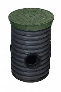 Дренажный колодец d340 h 500 с зеленой крышкой (отводы 200 мм) 4