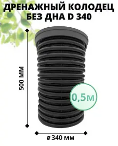 К-т для дрен.колодца: труба 340 h=500мм/крышка черн.-1шт/адаптер d110=2шт 0