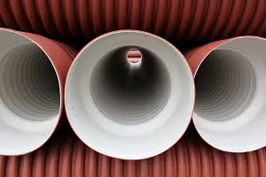 Труба гофрированная SN8 315/276 6м, с раструбом (рыжая)