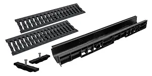 Комплект: Лоток Европартнер 100 мм с пластиковыми решетками черными "Ромбы" 1 метр 0