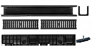 Комплект: Лоток Европартнер 150 мм с пластиковыми решетками черными "Ромбы" 1 метр 4