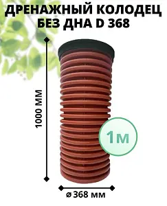 К-т для дрен.колодца: труба 368 h=1000мм/крышка черн.-1шт/адаптер d110=2шт 1