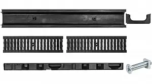 Комплект: Лоток Европартнер 60 мм с пластиковыми решетками черными "Ромбы" 1 метр  4