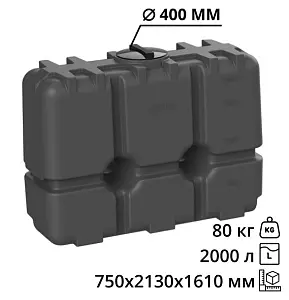 Пластиковая прямоугольная емкость R-2000 (Черный) 2