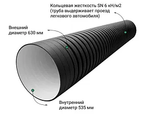  Труба ПЭ sn6  630/535 6м с раструбом 1