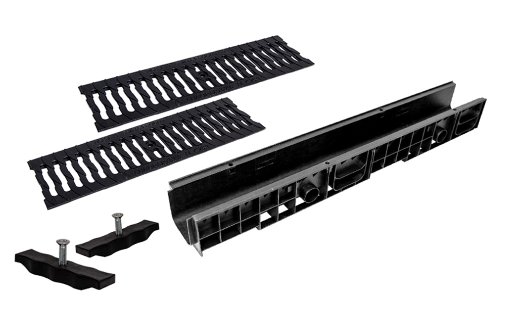 Комплект: Лоток Европартнер 120 мм с чугунными решетками "Ромбы" 1 метр 0