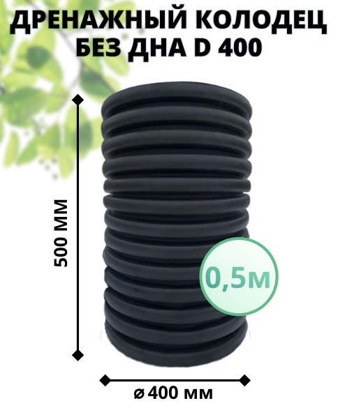 К-т для дрен.колодца: труба 400 h=500мм/крышка черн.-1шт/адаптер d110=2шт 0