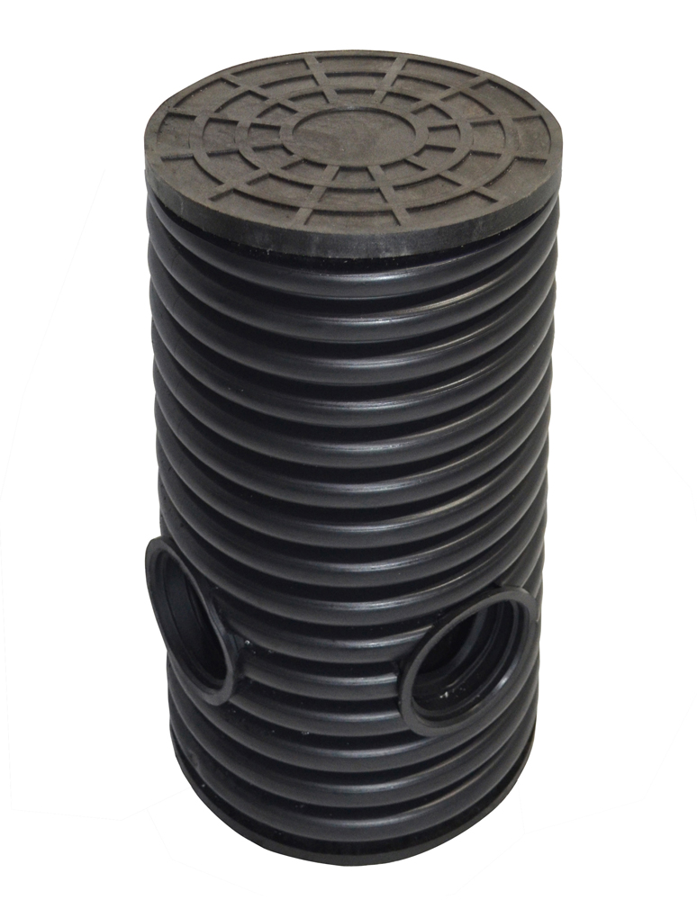 Дренажный колодец d695 h1500 с черной ПДТ крышкой (отводы 110 мм) 0