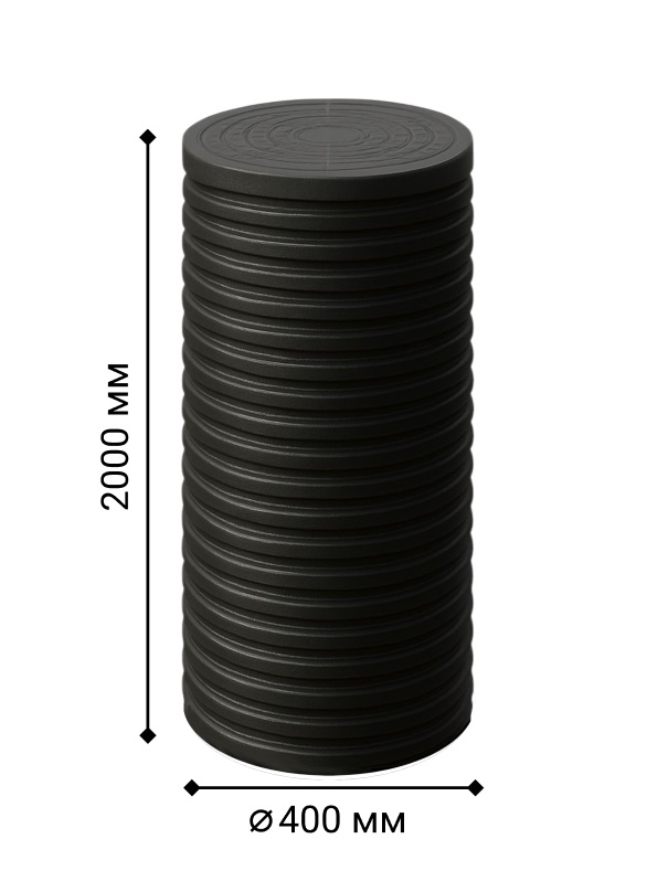 Колодец d400 h2000 с герметичным дном и крышкой 0