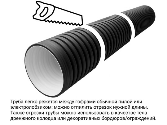 Труба БЕЗ РАСТРУБА SN8 500/427 6м гофрированная 2