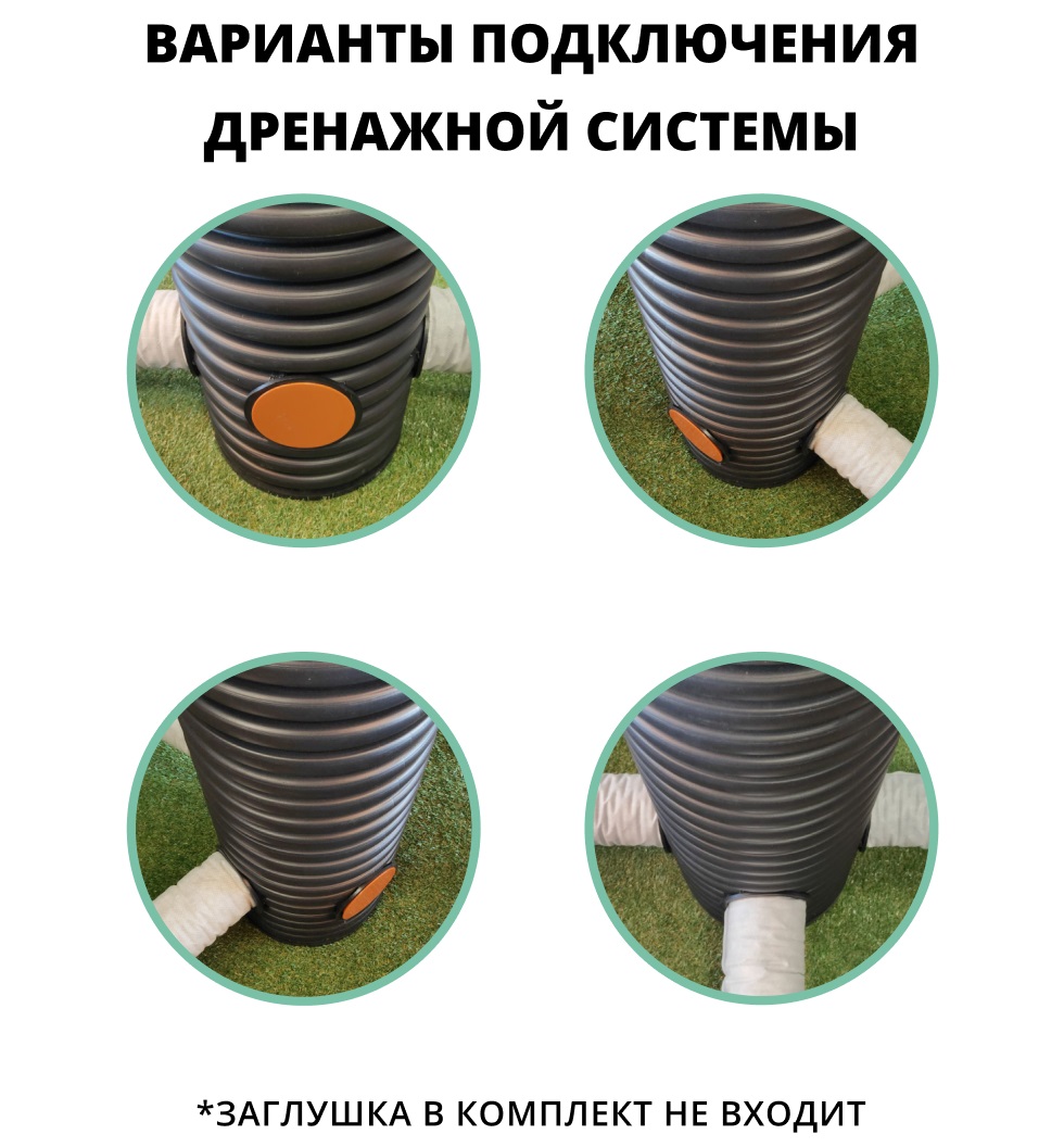 Дренажный колодец d315 h1000 с черной крышкой (отводы 110 мм) 4