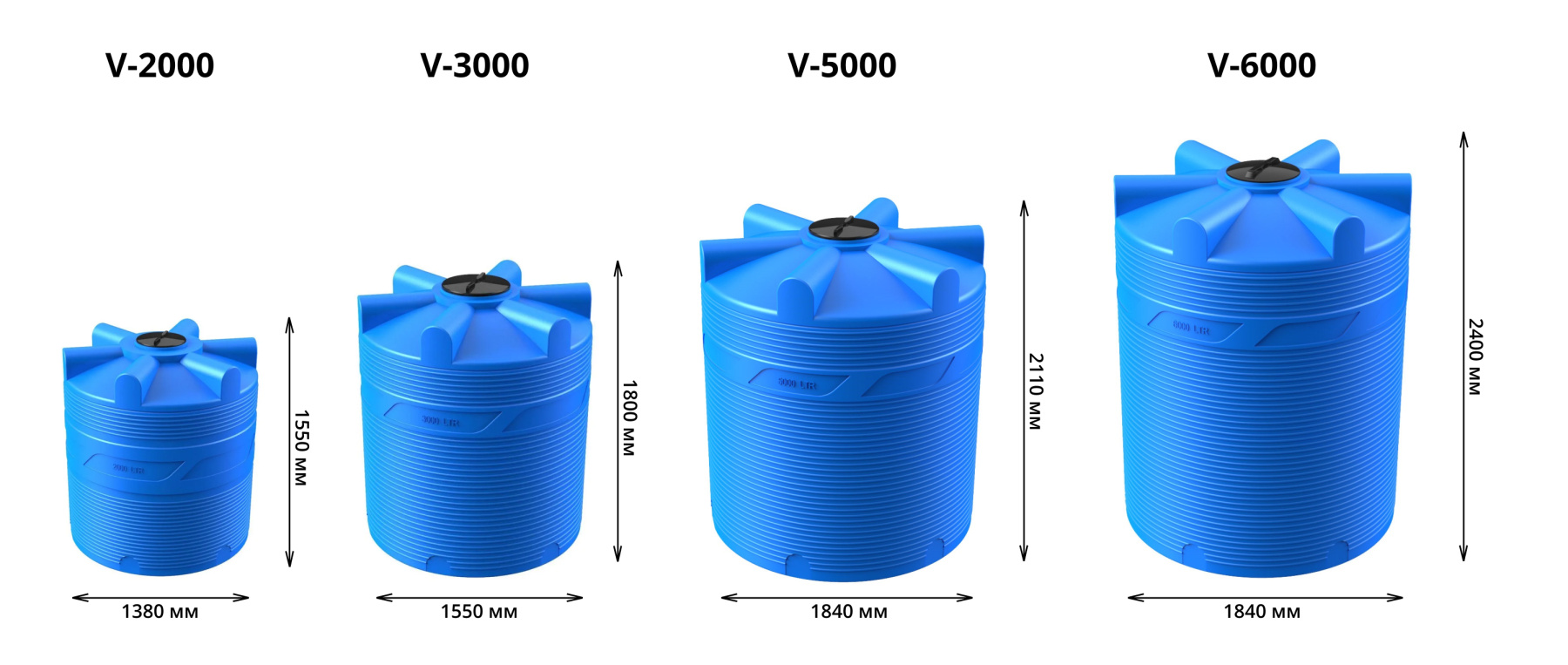 Вертикальная накопительная емкость V-9000 (Синий) 4