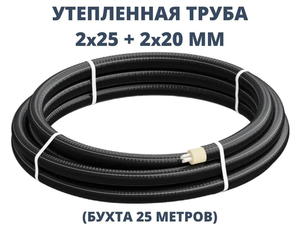 Труба ТВЭЛ-ЭКОПЭКС-4, PE-RT II, 8 бар 2х25х3,5+2х20х2,8/110 мм (бухта 25 м) 0
