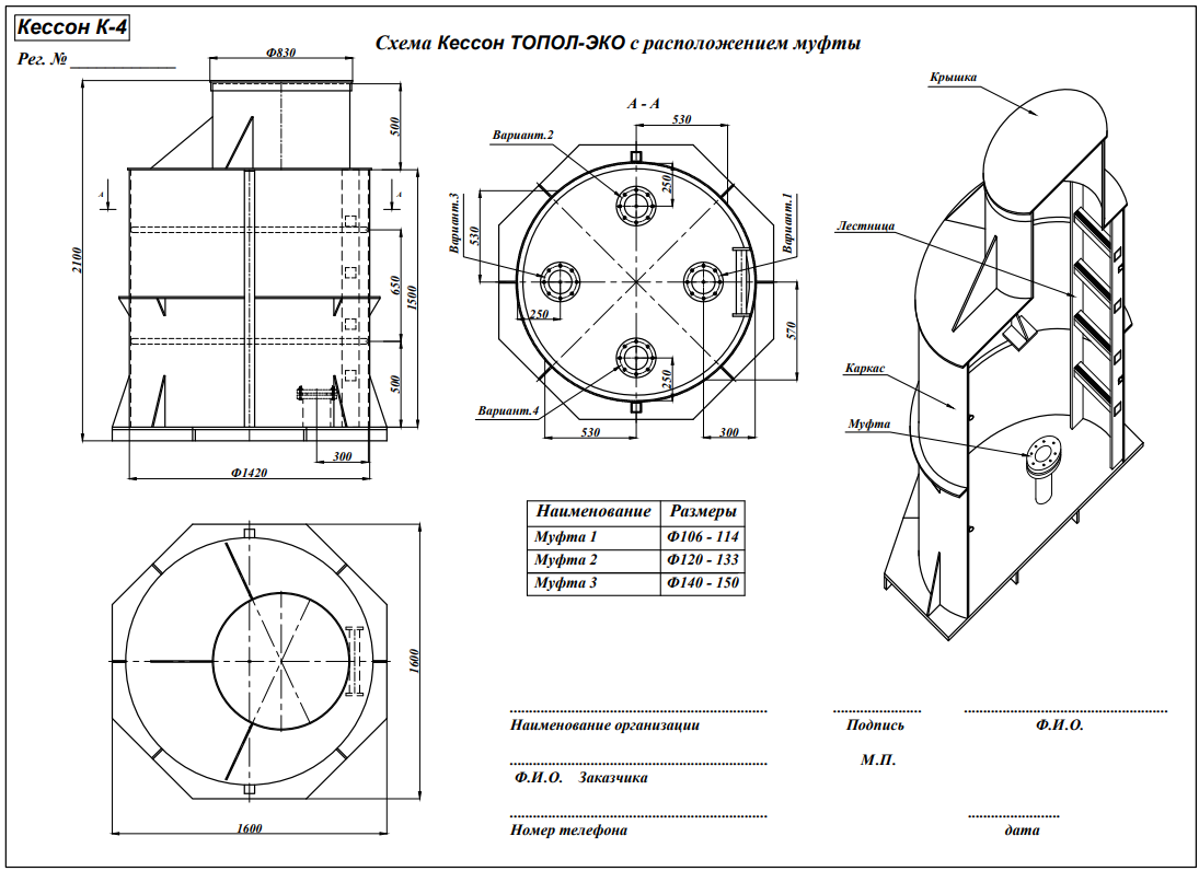 Кессон для скважины ТОПОЛ-ЭКО К-4 (муфта 120-133)