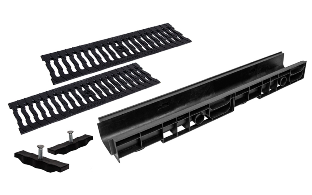 Комплект: Лоток Европартнер 100 мм с чугунными решетками "Ромбы" 1 метр 0