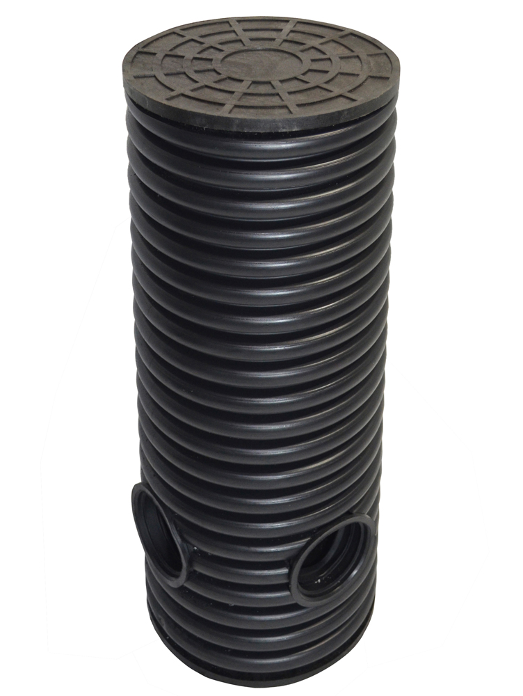 Дренажный колодец d695 h4500 с черной ПДТ крышкой (отводы 160 мм) 0