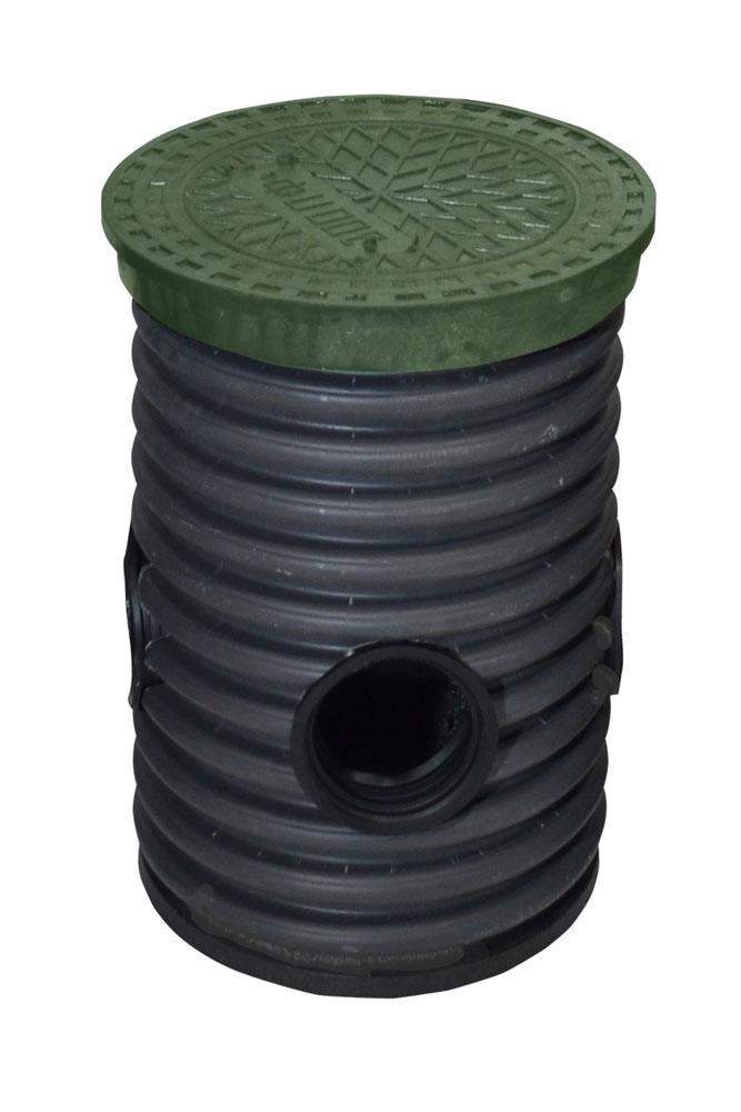 Дренажный колодец d368 h 500 с зеленой крышкой (отводы 200 мм) 4