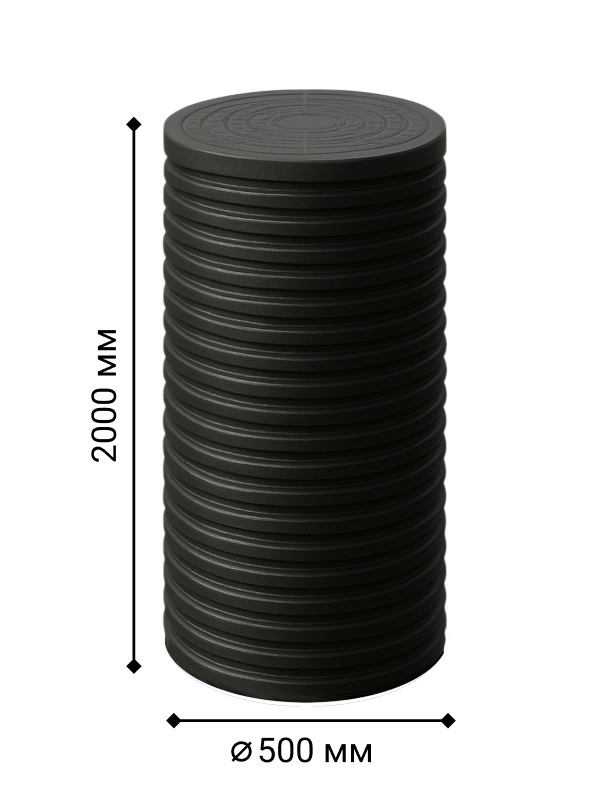 Колодец d500 h2000 с герметичным дном и крышкой 0