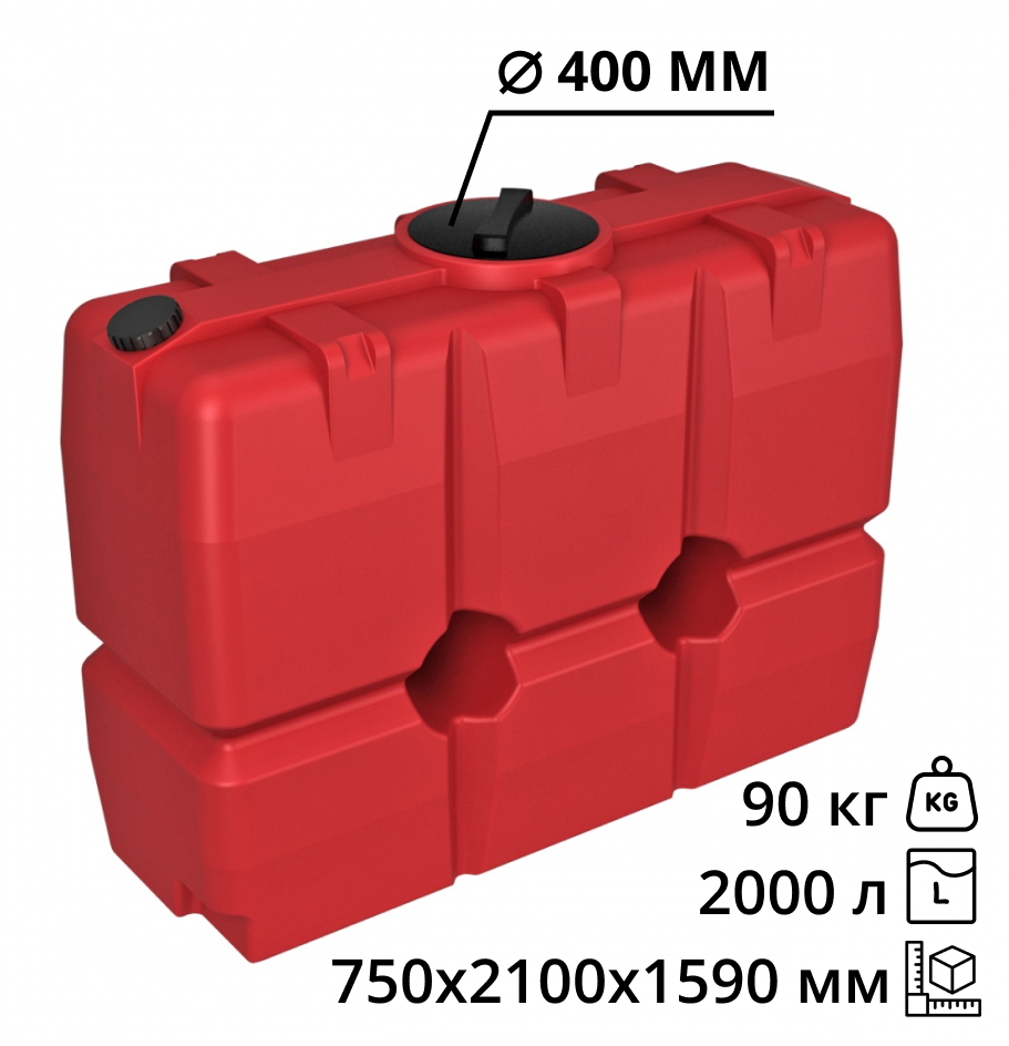 Пластиковая емкость ЭкоПром SK 2000 (Красный) 2