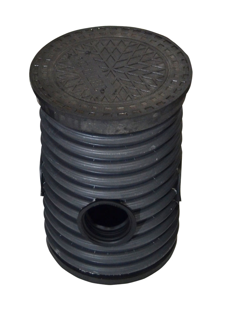 Дренажный колодец d400 h 500 с черной крышкой (отводы 160 мм) 2