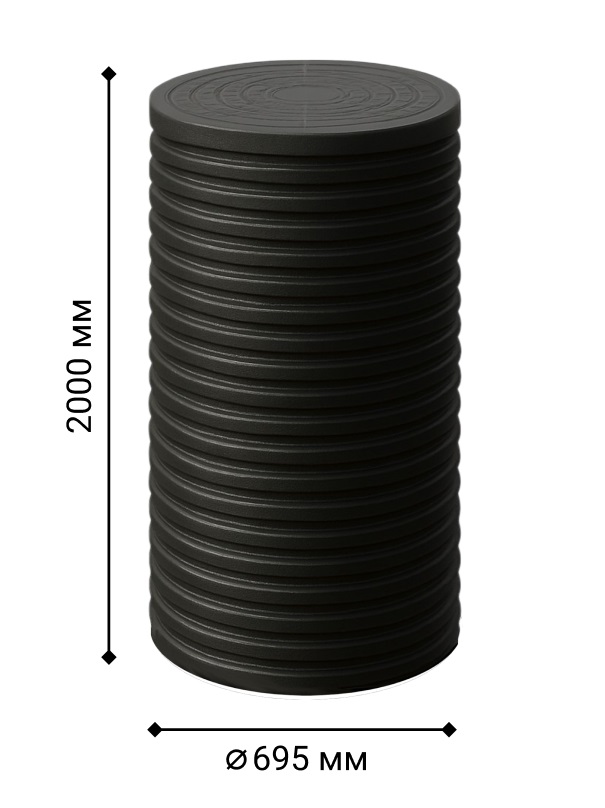 Колодец d695 h2000 с герметичным дном и крышкой 0