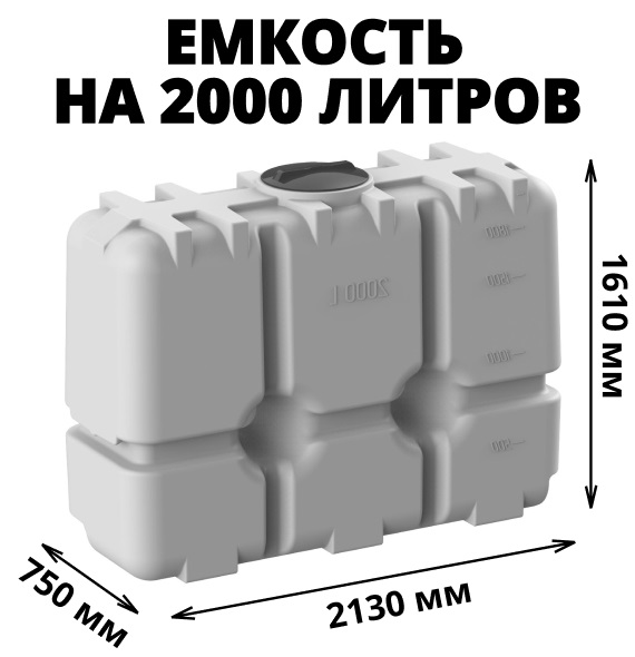 Пластиковая прямоугольная емкость R-2000 (Белый) 0