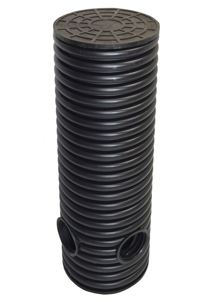 Дренажный колодец d695 h6000 с черной ПДТ крышкой (отводы 160 мм) 0