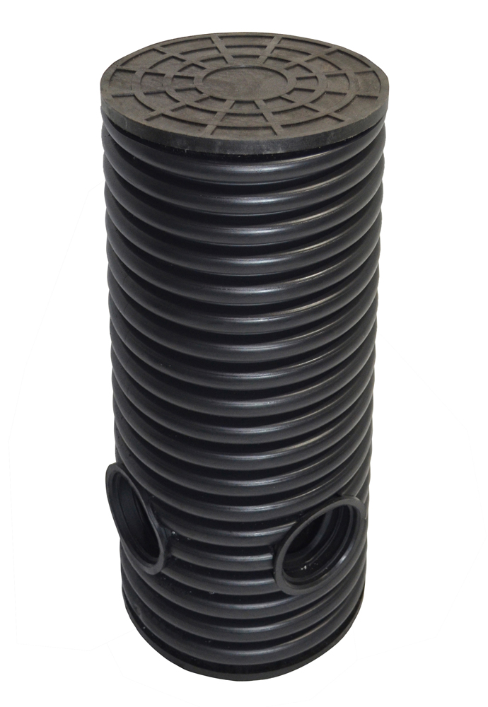 Дренажный колодец d695 h3500 с черной ПДТ крышкой (отводы 160 мм) 0