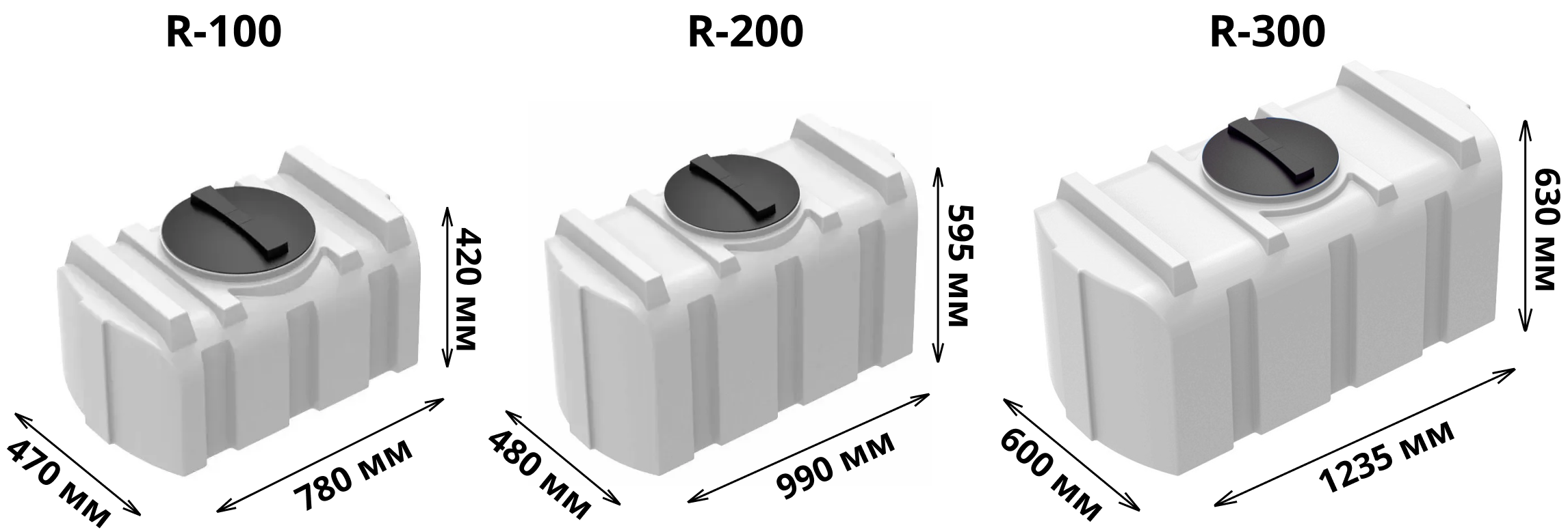 Пластиковая прямоугольная емкость R-100 (Белый) 4
