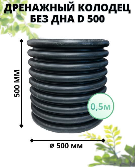 К-т для дрен.колодца: труба 500 h=500мм/крышка черн.-1шт/адаптер d110=2шт 0