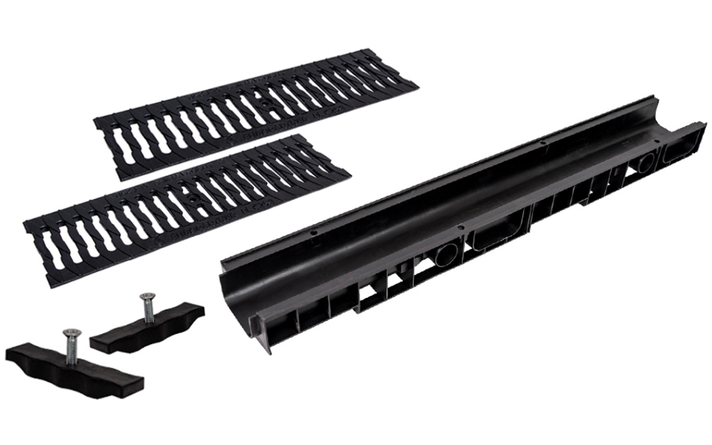 Комплект: Лоток Европартнер 60 мм с чугунными решетками "Ромбы" 1 метр 0