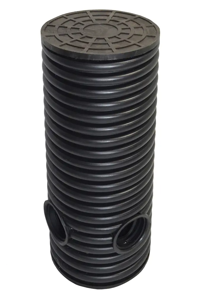 Дренажный колодец d695 h4000 с черной ПДТ крышкой (отводы 110 мм)