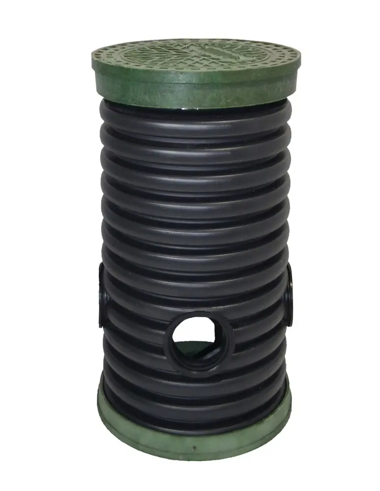 Дренажный колодец d400 h1000 с черной крышкой (отводы 110 мм)
