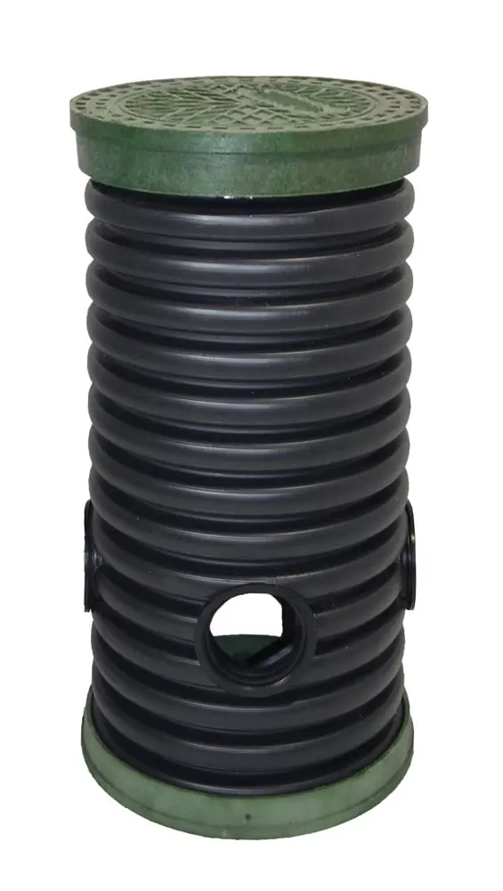 Дренажный колодец d400 h1500 с черной крышкой (отводы 110 мм)