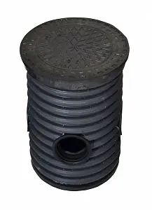 Дренажный колодец d400 h 500 с черной крышкой (отводы 110 мм) 2
