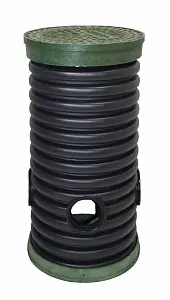 Дренажный колодец d400 h1500 с черной крышкой (отводы 110 мм) 0